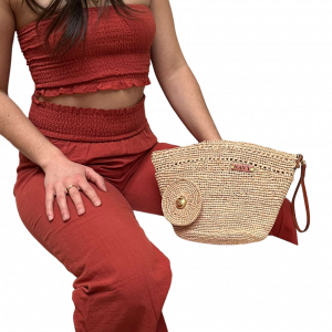 POCHETTE KELLY CLUTCH MM EN RAPHIA