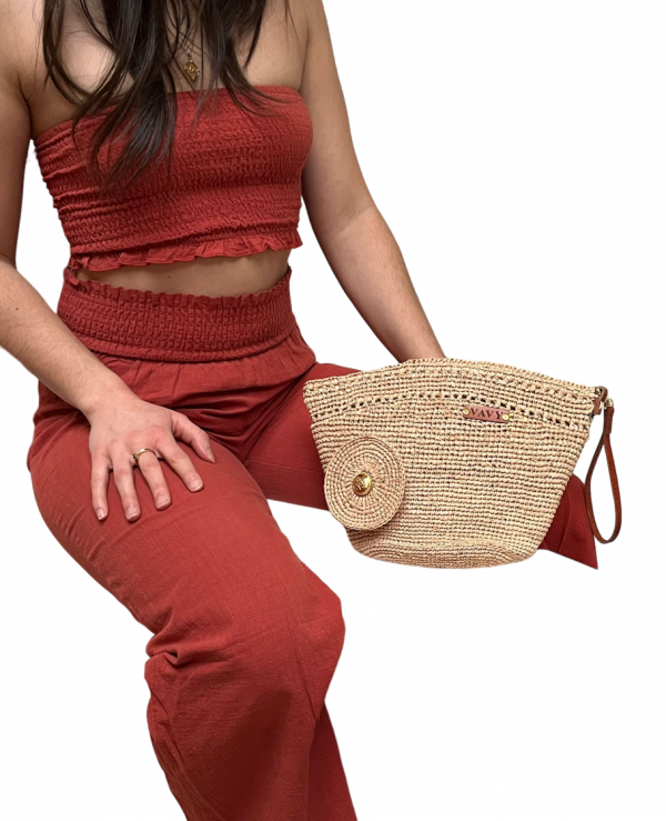 POCHETTE KELLY CLUTCH MM en raphia