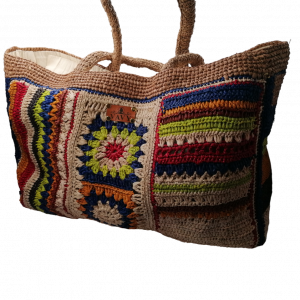 SAC MIRANA GM EN RAPHIA MULTICOLORE