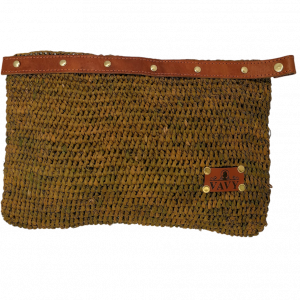 POCHETTE MISS KAKI MM RAPHIA