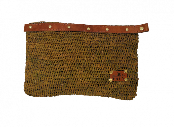 POCHETTE MISS KAKI MM RAPHIA