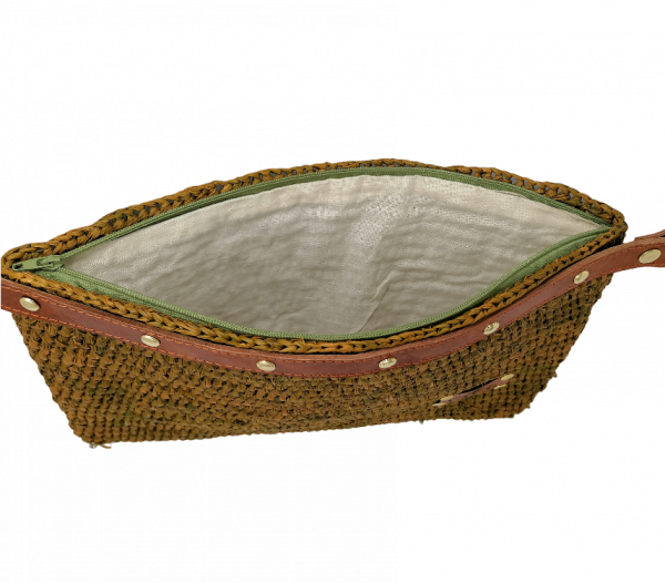 POCHETTE MISS KAKI MM RAPHIA